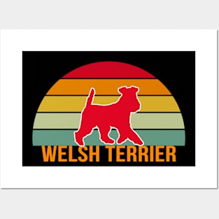 Welsh Terrier Vintage Silhouette Posters and Art